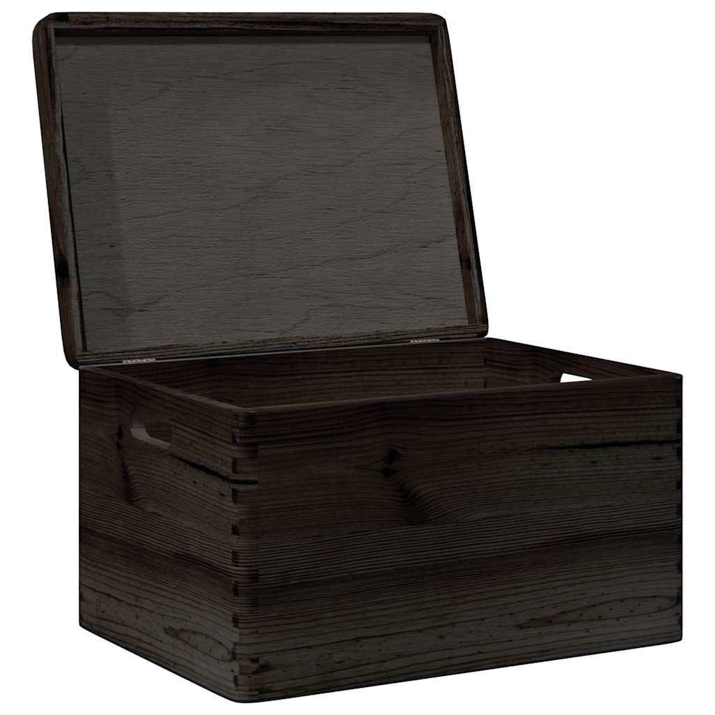 Wooden Box with Lid and Handles Black 40x30x23cm Solid Wood Pine