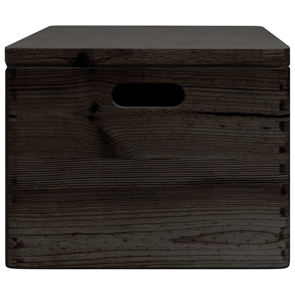 Wooden Box with Lid and Handles Black 40x30x23cm Solid Wood Pine