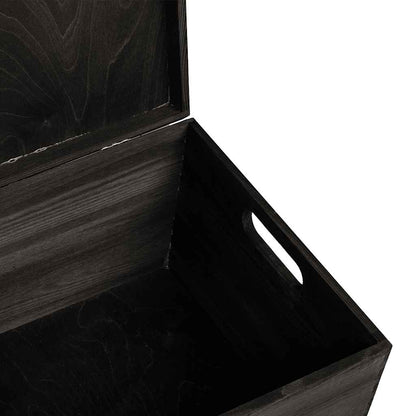 Wooden Box with Lid and Handles Black 40x30x23cm Solid Wood Pine