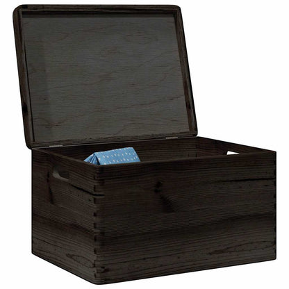 Wooden Box with Lid and Handles Black 40x30x23cm Solid Wood Pine