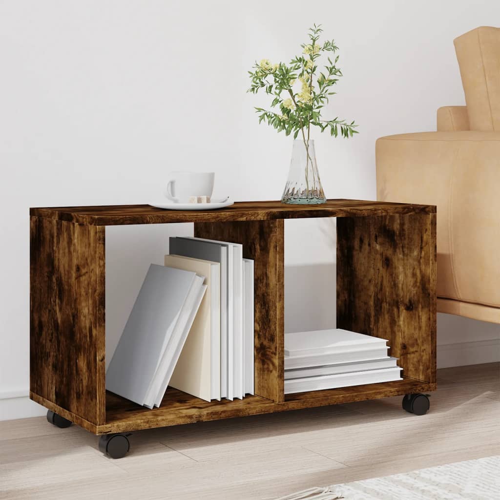  Rolling Cabinet Smoked Oak 72x33x42.5 cm Engineered Wood