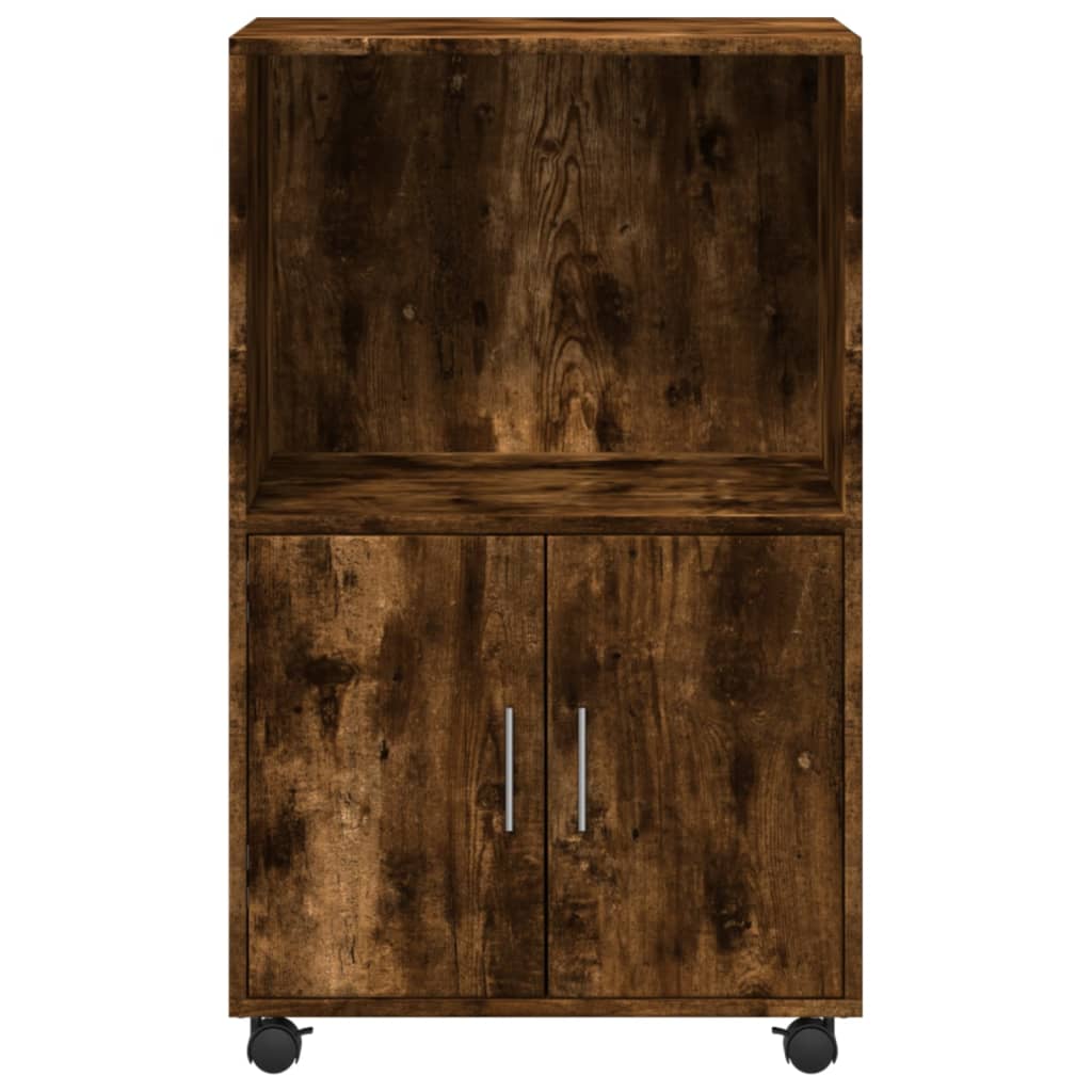 Rolling Cabinet Smoked Oak 55x40x91 cm Engineered Wood