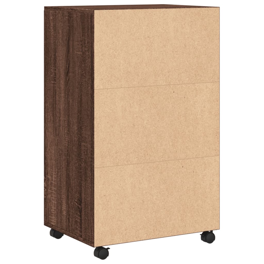 Rolling Cabinet Brown Oak 55x40x91 cm Engineered Wood