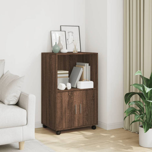 Rolling Cabinet Brown Oak 55x40x91 cm Engineered Wood