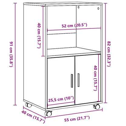 Rolling Cabinet Old Wood 55x40x91 cm Engineered Wood