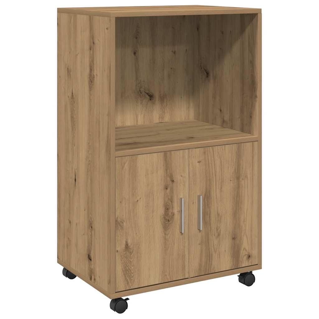 Rolling Cabinet Artisian Oak 55x40x91 cm Engineered Wood