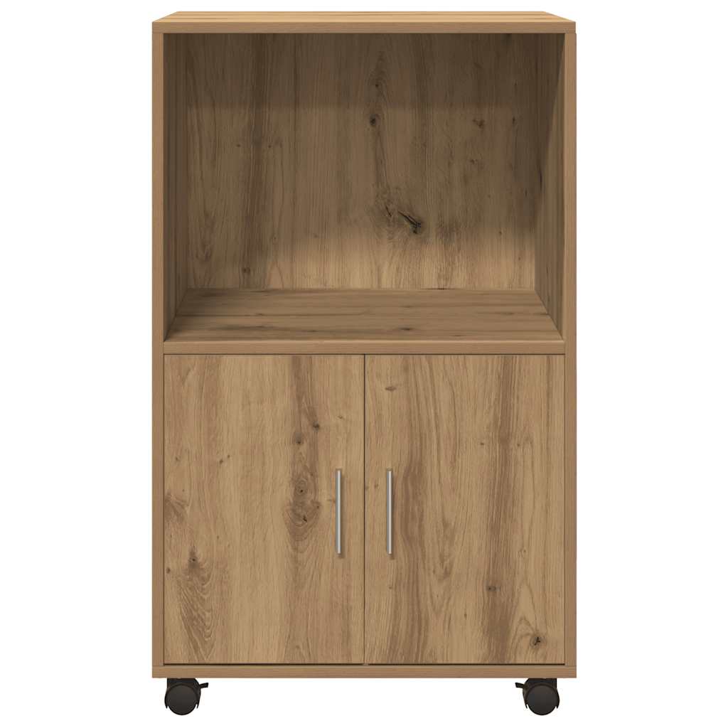 Rolling Cabinet Artisian Oak 55x40x91 cm Engineered Wood