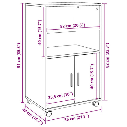 Rolling Cabinet Artisian Oak 55x40x91 cm Engineered Wood