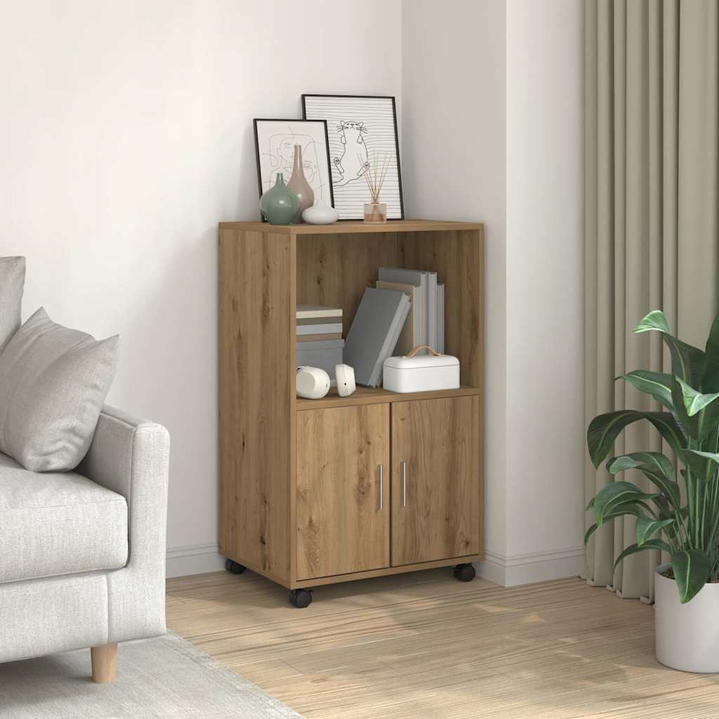 Rolling Cabinet Artisian Oak 55x40x91 cm Engineered Wood
