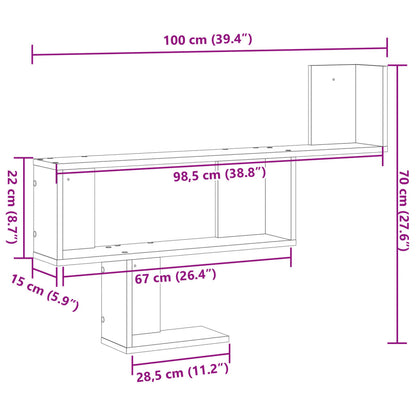 Wall Shelf Grey Sonoma 100x15x70 cm Engineered Wood