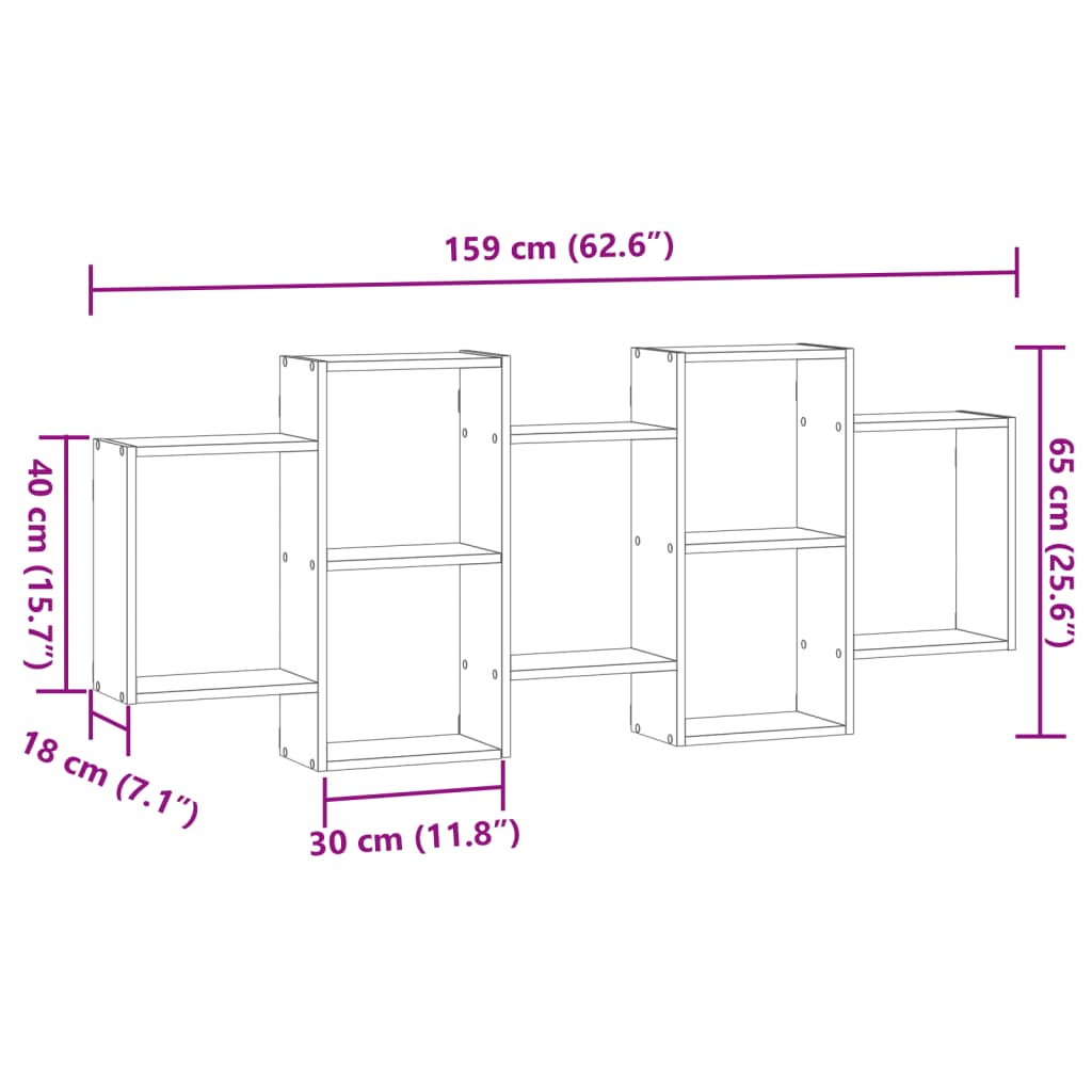 Wall Shelf Black 159x18x65 cm Engineered Wood