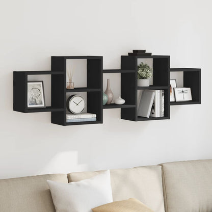 Wall Shelf Black 129x18x42 cm Engineered Wood