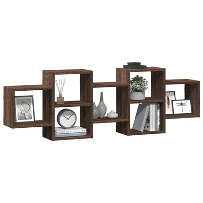 Wall Shelf Brown Oak 129x18x42 cm Engineered Wood