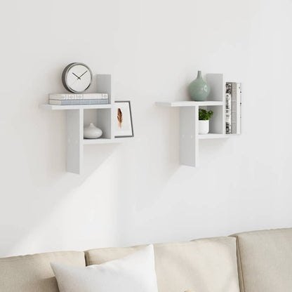 Wall Shelves 2 pcs White 38x12x38 cm Engineered Wood