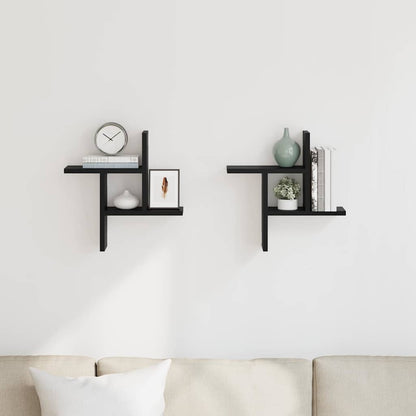 Wall Shelves 2 pcs Black 38x12x38 cm Engineered Wood