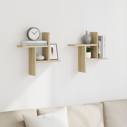 Wall Shelves 2 pcs Sonoma Oak 38x12x38 cm Engineered Wood