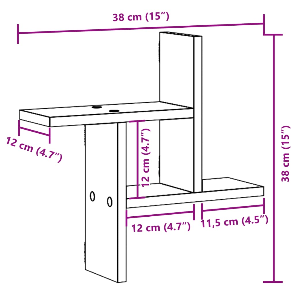 Wall Shelves 2 pcs Smoked Oak 38x12x38 cm Engineered Wood