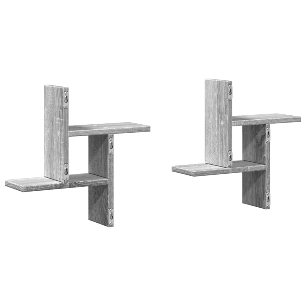 Wall Shelves 2 pcs Grey Sonoma 38x12x38 cm Engineered Wood