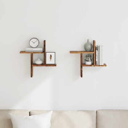 Wall Shelves 2 pcs Old Wood 38x12x38 cm Engineered Wood