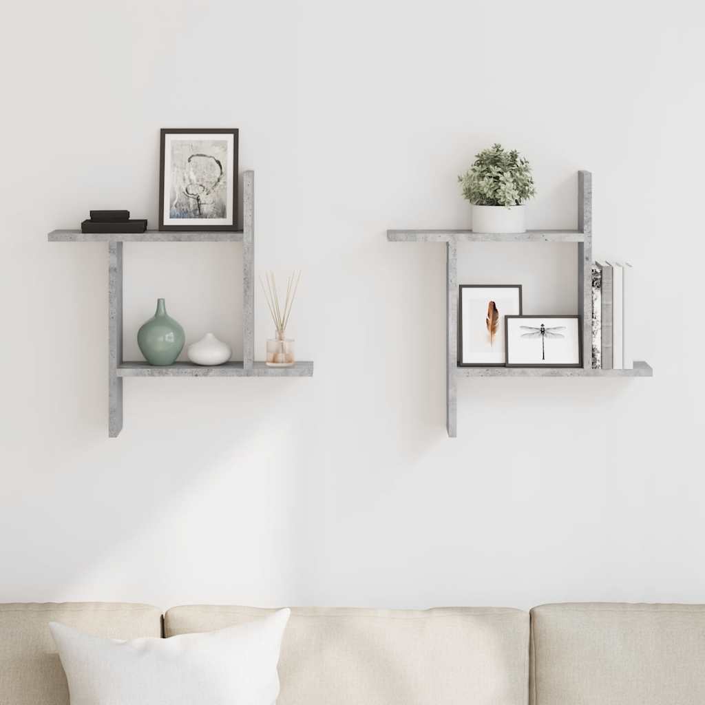 Wall Shelves 2 pcs Concrete Grey 50x12x50 cm Engineered Wood