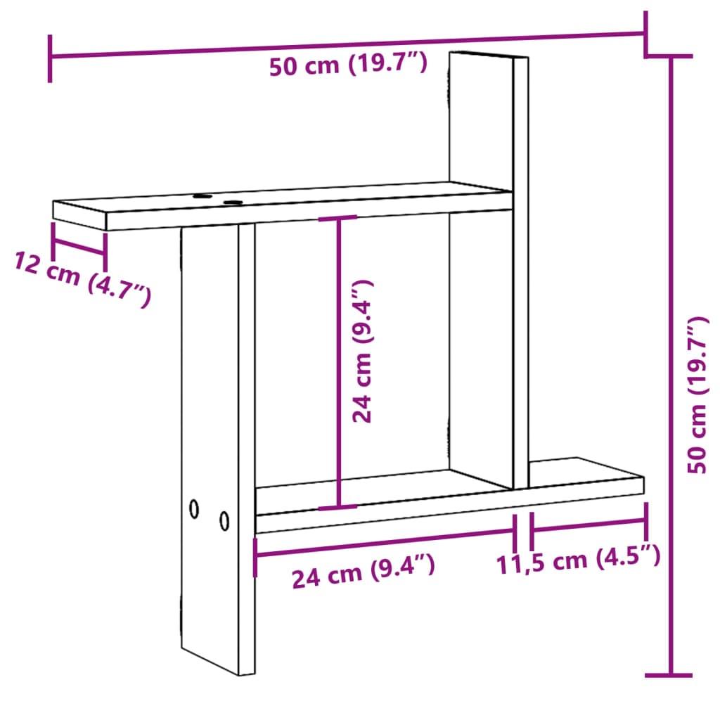 Wall Shelves 2 pcs Grey Sonoma 50x12x50 cm Engineered Wood