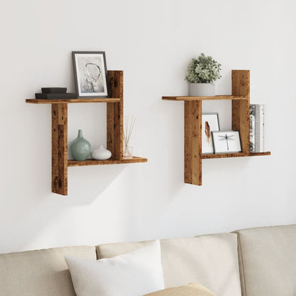 Wall Shelves 2 pcs Old Wood 50x12x50 cm Engineered Wood