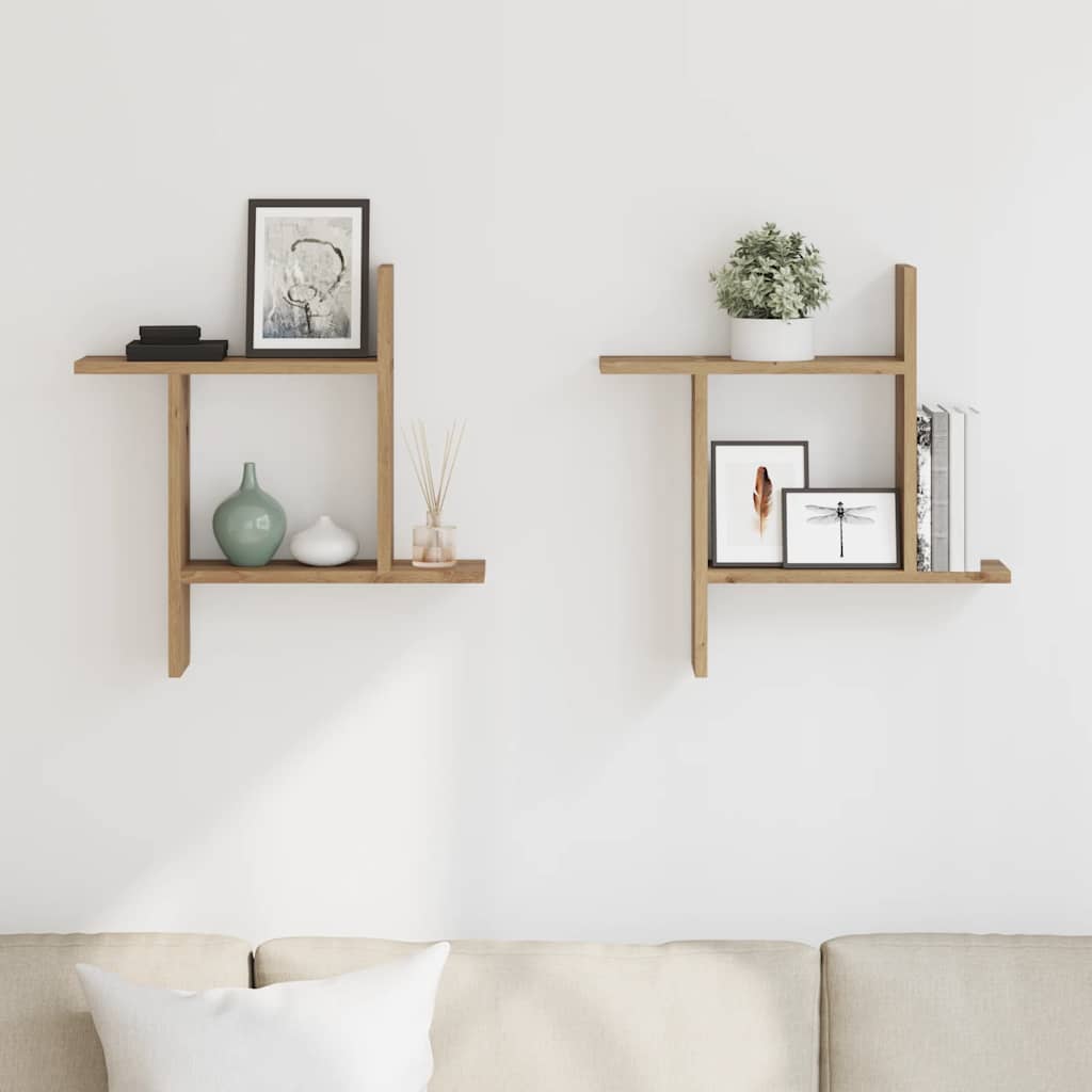 Wall Shelves 2 pcs Artisian Oak 50x12x50 cm Engineered Wood