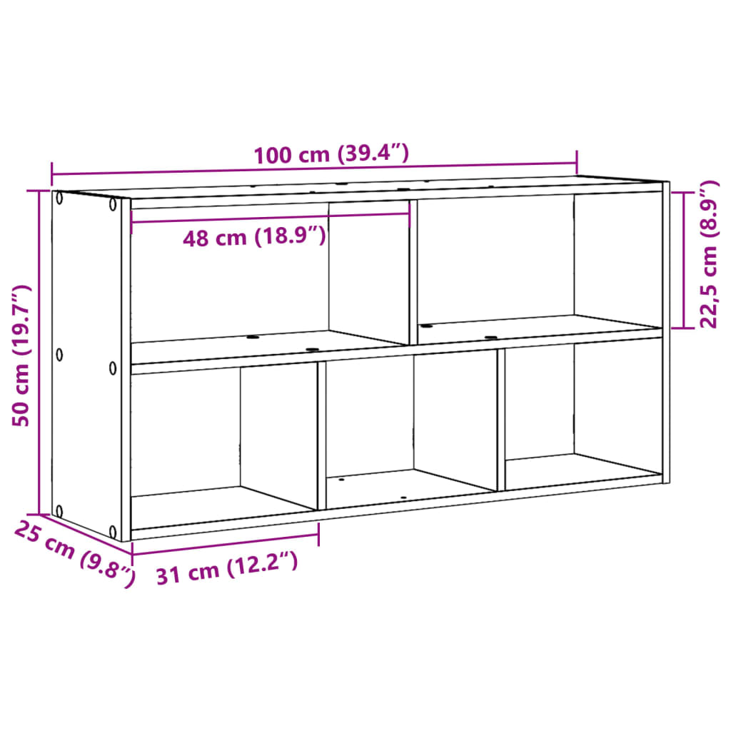 Wall Shelf Black 100x25x50 cm Engineered Wood