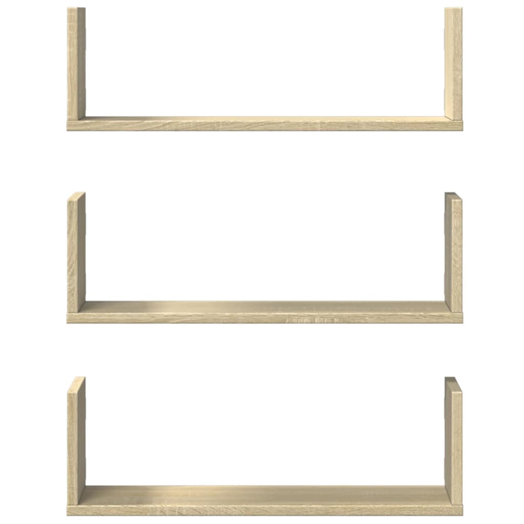 Wall Shelves 3 pcs Sonoma Oak 58x18x18 cm Engineered Wood