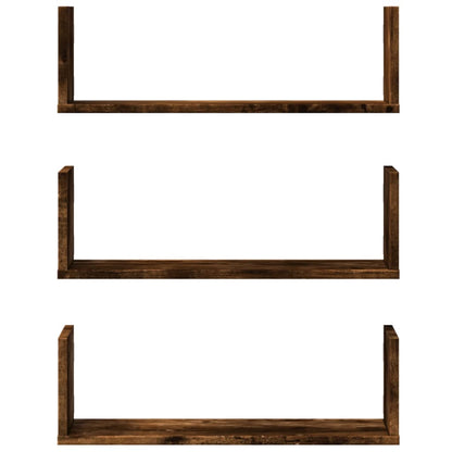 Wall Shelves 3 pcs Smoked Oak 58x18x18 cm Engineered Wood