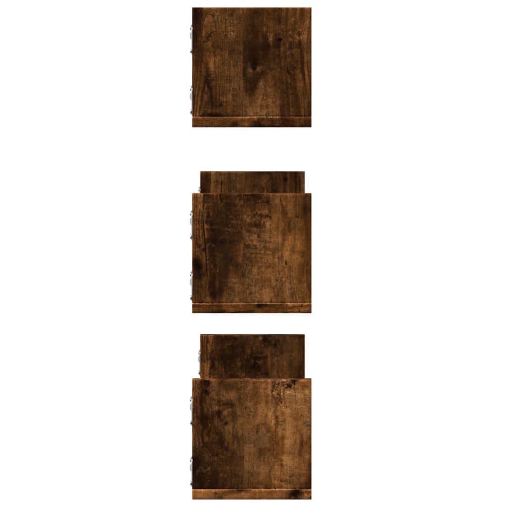 Wall Shelves 3 pcs Smoked Oak 58x18x18 cm Engineered Wood