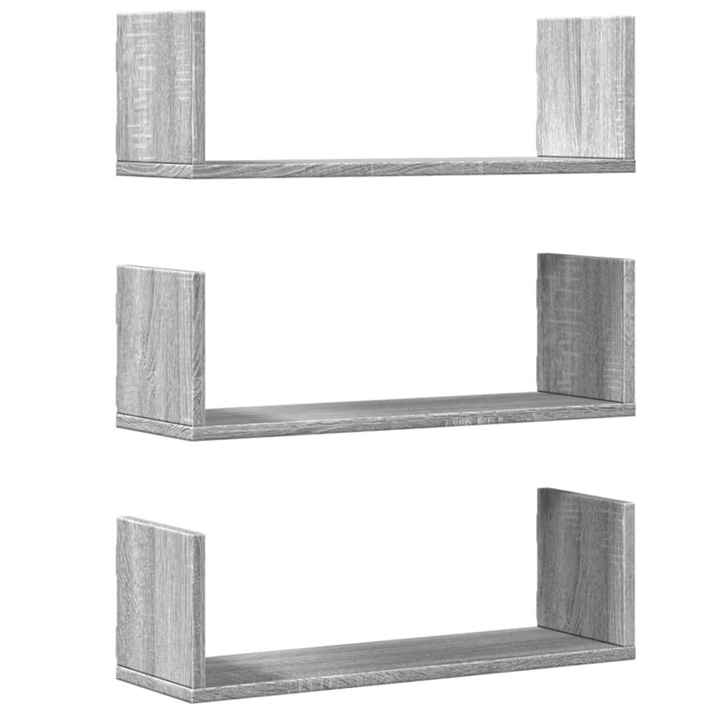 Wall Shelves 3 pcs Grey Sonoma 58x18x18 cm Engineered Wood