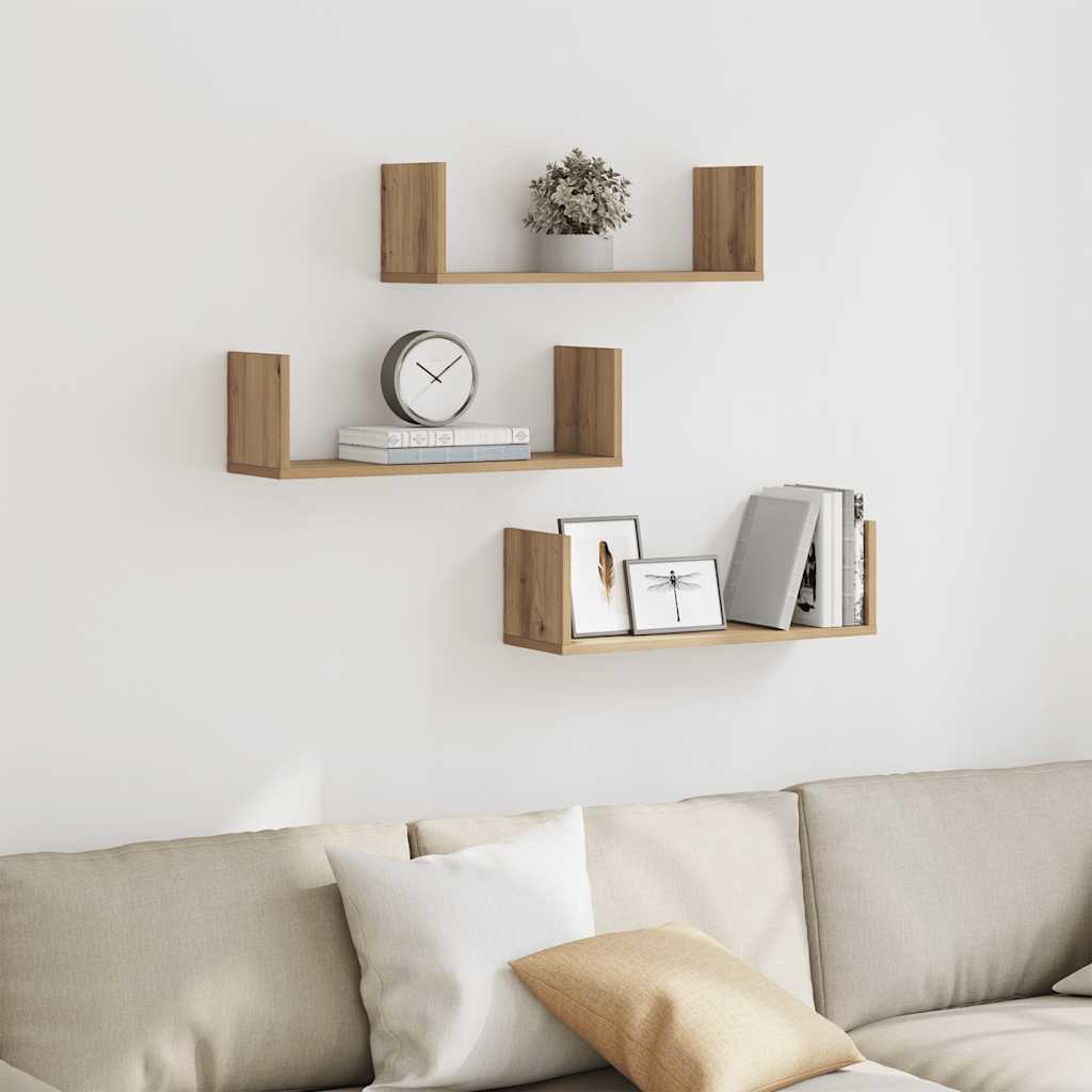 Wall Shelves 3 pcs Artisian Oak 58x18x18 cm Engineered Wood