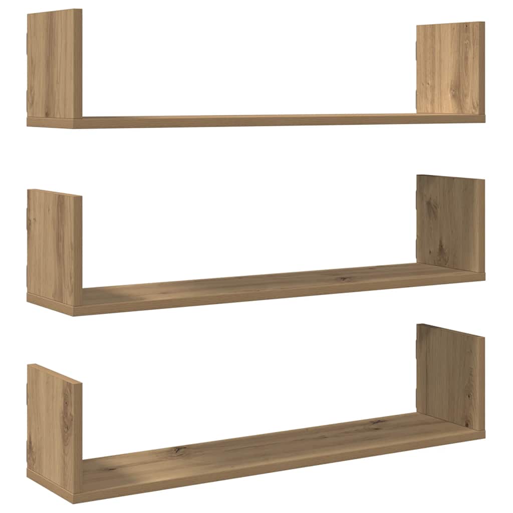 Wall Shelves 3 pcs Artisian Oak 80x18x18 cm Engineered Wood