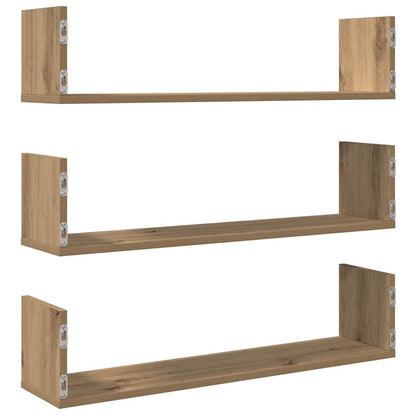 Wall Shelves 3 pcs Artisian Oak 80x18x18 cm Engineered Wood