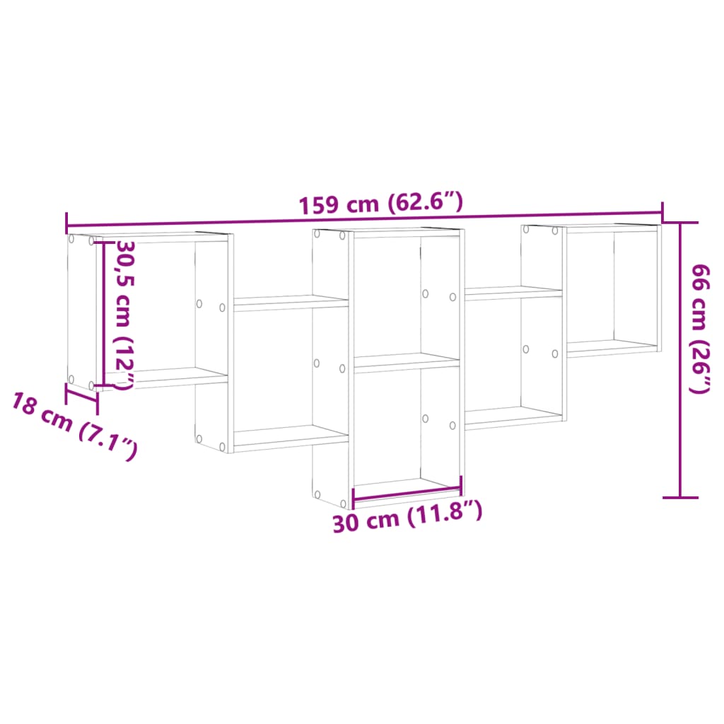 Wall Shelf Concrete Grey 159x18x66 cm Engineered Wood