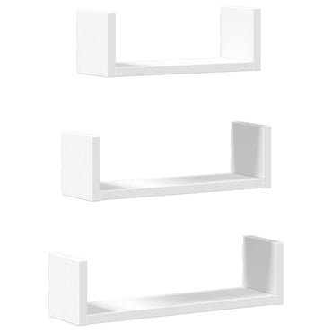 Wall Shelf 3 pcs White Engineered Wood