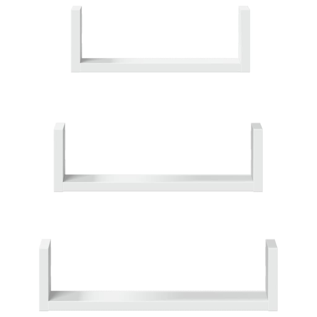 Wall Shelf 3 pcs White Engineered Wood