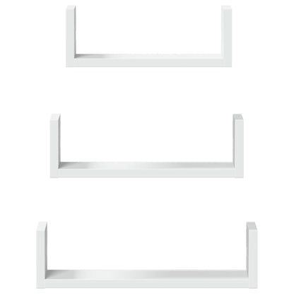 Wall Shelf 3 pcs White Engineered Wood