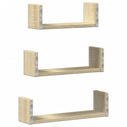 Wall Shelf 3 pcs Sonoma Oak Engineered Wood