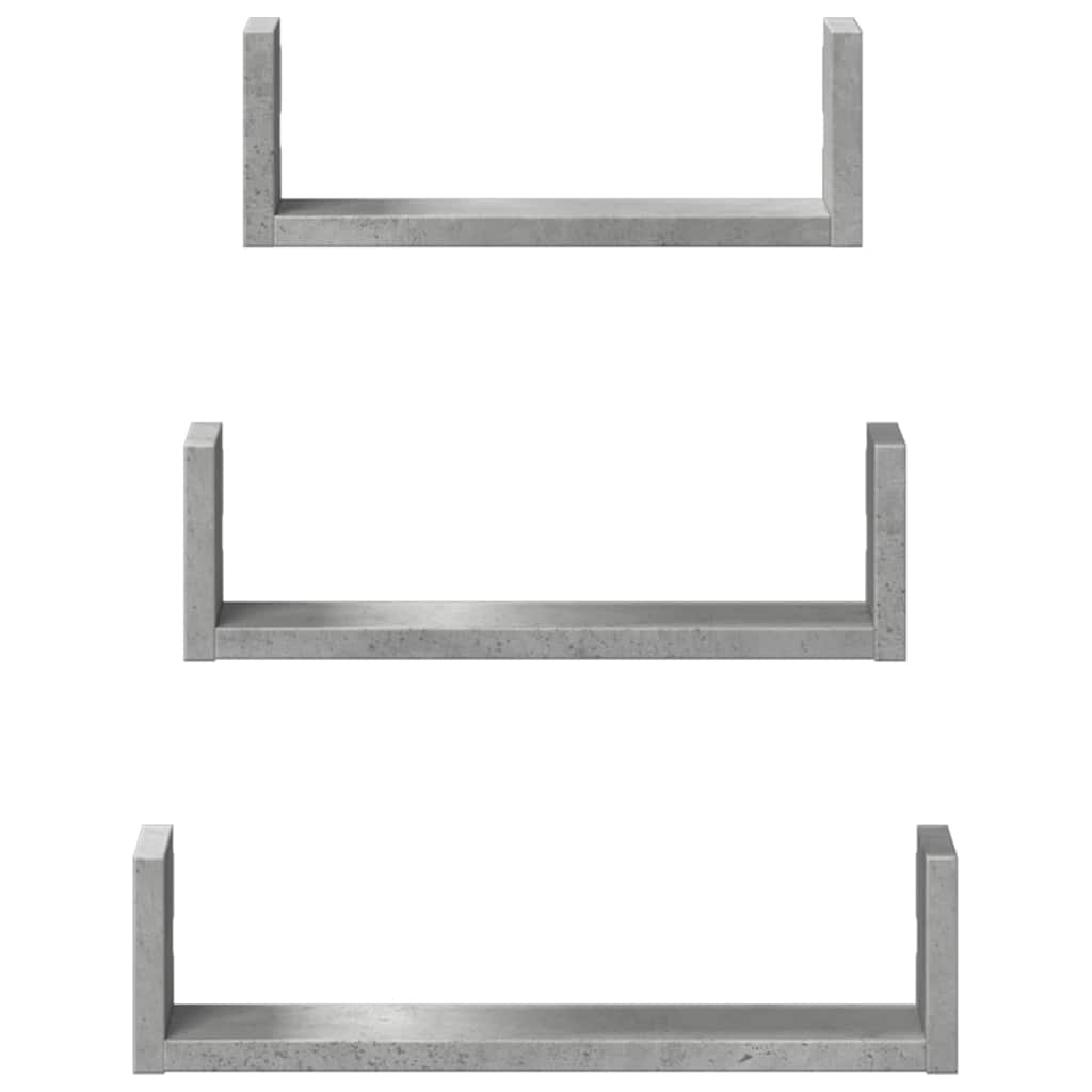 Wall Shelf 3 pcs Concrete Grey Engineered Wood