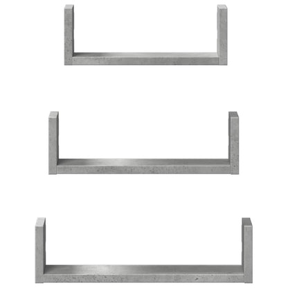 Wall Shelf 3 pcs Concrete Grey Engineered Wood