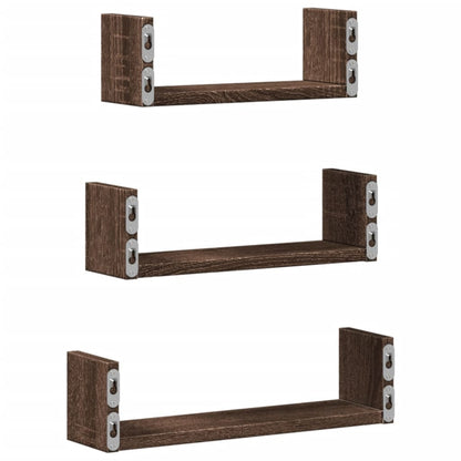 Wall Shelf 3 pcs Brown Oak Engineered Wood