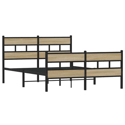 Metal Bed Frame without Mattress Sonoma Oak 150x200 cm King Size