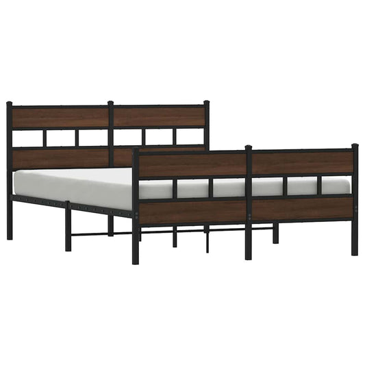Metal Bed Frame without Mattress Brown Oak 160x200 cm