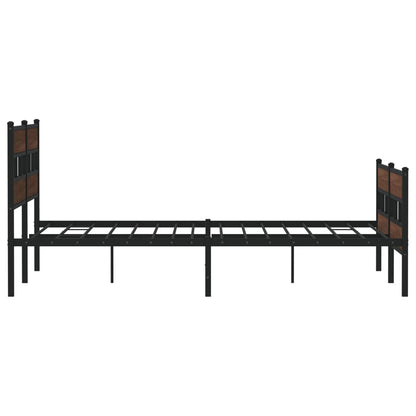 Metal Bed Frame without Mattress Brown Oak 200x200 cm