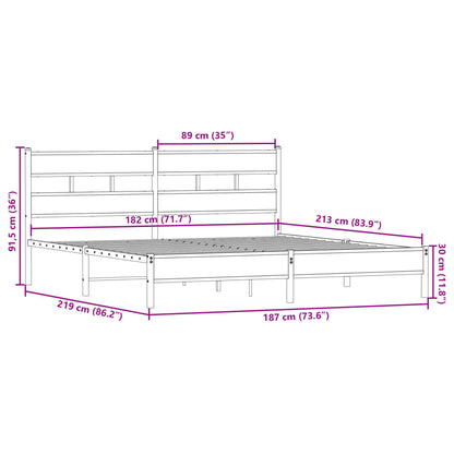 Metal Bed Frame without Mattress Smoked Oak 183x213 cm