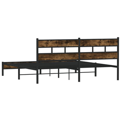 Metal Bed Frame without Mattress Smoked Oak 193x203 cm