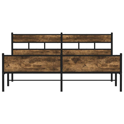 Metal Bed Frame without Mattress Smoked Oak 183x213 cm