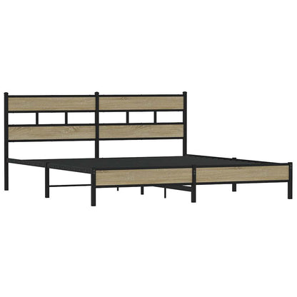 Metal Bed Frame without Mattress Sonoma Oak 193x203 cm